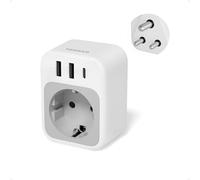 TESSAN Adaptador Enchufe India con 1 USB C 2 USB A, Adaptador Sri Lanka 2500 W, Enchufe Tipo D para Sri Lanka, Nepal, Maldivas, Pakistán, Sudán, Ghana