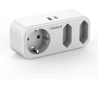 TESSAN Ladron Enchufes, 5 en 1 Enchufe Multiple con 1 USB C y USB A, 3600W Multiple Pared para Phone y Electrodomésticos, Gris
