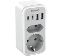 TESSAN Ladron Enchufes, 6 en 1 Enchufe Multiple con 2 USB C y 2 USB A, 3600W Ladronespara Phone y Electrodomésticos