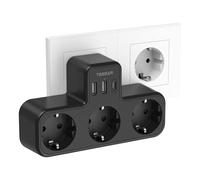 TESSAN Ladron Enchufes con 3 Tomas CA y 3 Puertos USB, 15W Cargador USB C