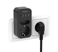 TESSAN Ladrón Enchufes con USB C, Negro