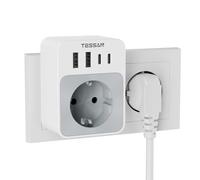TESSAN Ladron Enchufes Pared con USB C, Regletas Enchufes con 4 USB