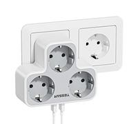 TESSAN Ladrón Enchufes Plano Modernos Triple con 2 USB A, Gris