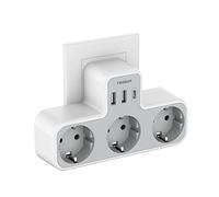 TESSAN Ladron Enchufes Plano USB C, 6 en 1 Ladrón Enchufes Multiples USB
