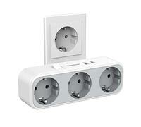TESSAN Ladrón Enchufes USB 5 en 1 con 3 Tomas de Corriente, Gris