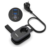 TESSAN Regleta de Viaje con Carga Rápida USB C, Enchufe Múltiple con 3 USB, Enchufe Múltiple 4 en 1, Organizador Enchufe de Distribución, 4000 W Toma de Alargador 1,4 m, Negro