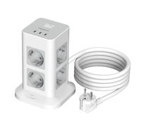TESSAN Regleta Enchufe Plano con 3 USB C, 8 Tomas Protección Sobretensión