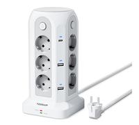 TESSAN Regleta Enchufes con 2 USB C y 4 USB A, regleta 12 enchufes, 2M