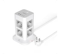 TESSAN Torre Regleta Enchufes con 2 USB A 2 USB C，2M Extension Cord，Gray