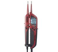 Testboy Profi III LCD comprobador de tensión bipolar CAT IV 1000 V con prueba FI (LCD grande iluminada, manejo con una sola mano, prueba sin contacto con los dedos), rojo/negro