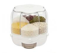 TESUGN Dispensador de arroz, 6 rejillas, recipiente de almacenamiento de cereales de gran capacidad, giratorio 360°, recipiente transparente para cereales, pasta, cereales, arroz, harina (8 kg)