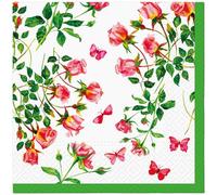 Tete a Tete Servilletas de papel de seda de 3 capas, 33 cm x 33 cm, dobladas en 1/4 (paquete de 20) (rosas pequeñas)