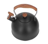 Tetera con silbido de 2,5 L, mango de madera de acero inoxidable para té, café, leche y agua