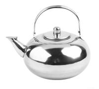 Tetera de acero inoxidable con filtro de 1 L - 2,5 L para cafetera resistente para té suelto, boquilla antigoteo, acabado plateado (2,5 L)