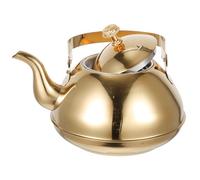 Tetera de Acero Inoxidable Dorada de 1,5 L con Colador para Oficina | Acabado Pulido, Asa Ergonómica Antiescaldaduras, Vertido Cómodo, para Leche y Agua Caliente