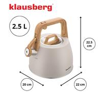 Tetera de acero inoxidable klausberg con silbato de acero con mango er