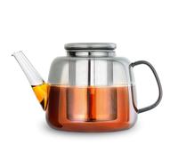 Tetera de vidrio de borosilicato Easyworkz de 1500 ml con infusor grande de acero inoxidable extraíble para té suelto, ideal para frutas, hierbas e infusiones, gris humo