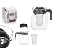 Tetera Vidrio Grande - Para preparar Té de Hojas, Hierbas, Frutas, Infusiones calientes o frías | Estuche de Filtro de Acero Inox - Cristal Resistente al Calor (M - 1,2 l)