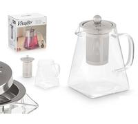Tetera Vidrio Grande - Para preparar Té de Hojas, Hierbas, Frutas, Infusiones calientes o frías | Estuche de Filtro de Acero Inox - Cristal Resistente al Calor (S - 0,8 l)
