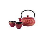 Tetera y tazas SHANGHAI, set de 3 piezas, 600 ml, rojo, Bredemeijer