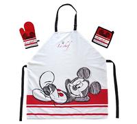Tex Idea Global Labels El regalo para los fans de Walt Disney Mickey Mouse: juego de delantales de cocina con Mickey Mouse Delantal 65% poliéster 35% algodón, Blanco, Erwachsen