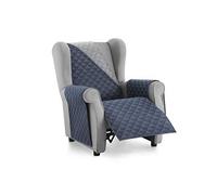 Textilhome Funda Sofá Malu 1 Plaza Sillón Relax Orejero Reversible Azul | Ideal para mascotas y niños, protege el sofá de manchas, pelos, arañazos y desgaste diario.