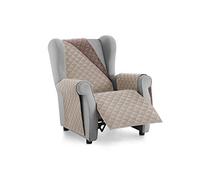 Textilhome Funda Sofá Malu 1 Plaza Sillón Relax Orejero Reversible Beige | Ideal para mascotas y niños, protege el sofá de manchas, pelos, arañazos y desgaste diario.