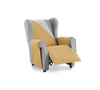 Textilhome Funda Sofá Malu 1 Plaza Sillón Relax Orejero Reversible Mostaza | Ideal para mascotas y niños, protege el sofá de manchas, pelos, arañazos y desgaste diario.