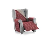 Textilhome Funda Sofá Malu 1 Plaza Sillón Relax Orejero Reversible Rojo | Ideal para mascotas y niños, protege el sofá de manchas, pelos, arañazos y desgaste diario.