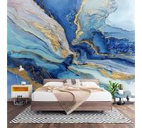 Textura De MáRmol Papel Pintado Fotomural de Tela No Tejida, Decoración de Pared para Salón, Dormitorio, Oficina y Comedor, Azul Revestimiento Decorativo de Interior 350x256 cm