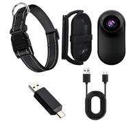 Texvora Cámara de collar para perros y gatos con montaje de 360°, collar ajustable, adaptador OTG y cable USB, mini cámara de acción para mascotas, cámara corporal HD para gatos y perros, grabación en