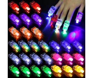Texvora Luces LED de dedo, 150 piezas con 9 modos de color, juguetes de anillo de dedo iluminados a pilas, mini lámparas de dedo, suministros de fiesta que brillan en la oscuridad para espectáculos de