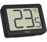 TFA Dostmann Termómetro digital 30.1065.01, control de temperatura en interiores, valores máximos mínimos, negro, pequeño y compacto