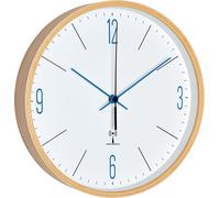TFA - Analoge Design Funk-Wanduhr mit Ahorn-Rahmen - 60.3524.06 - Blaue Ziffern und Zeiger