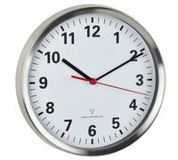 TFA - Analoge Funk-Wanduhr mit Edelstahl-Rahmen 60.3529.02 - silber/weiß
