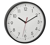 TFA Dostmann 60.3550.01 - Reloj de Pared analógico con Pantalla precisa, analógico, con Tapa de Cristal, para Sala de Espera, hogar, fácil Lectura, 245 x 245 x 42 mm, Color Negro