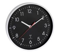 TFA Dostmann 60.3550.20 - Reloj de Pared analógico (Funciona con Pilas, Esfera Negra, Hora analógica, fácil de Leer, Color Blanco y Negro)