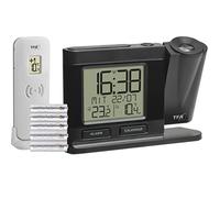 TFA Dostmann 60.5018.01 - Reloj despertador digital con proyección de 270°, con transmisor exterior, con fuente de alimentación, proyección de 270°, regulable, color negro, 149 x 38 x 104 mm, color