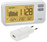 TFA Dostmann Airco2NTROL 31.5009.02 Coach - Monitor CO2 (detector de CO2, con fuente de alimentación USB), color blanco