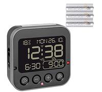 TFA Dostmann Bingo 2.0 60.2552.01 - Despertador digital inalámbrico con indicador de temperatura y pantalla negativa (negro con pilas)