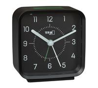 TFA Dostmann Despertador analógico 60.1044 con Mecanismo de Barrido, Alarma de Alarma, fácil de Leer, para mesita de Noche, Moderno, Incluye luz, función de repetición, Color Negro y Verde
