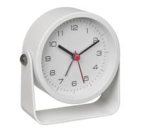 TFA Dostmann Despertador analógico de diseño Moderno, 60.1042.02, para mesita de Noche, con luz de Fondo, de Metal, Color Blanco