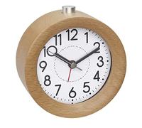 TFA Dostmann Despertador analógico de Madera 60.1039.05, Movimiento silencioso de Haya, Alarma Despertador con función de repetición, marrón, 105 x 44 x 100 mm