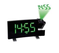 TFA Dostmann Despertador con proyección 60.5015.04 con Radio FM, 2 alarmas, Color Negro con números Luminosos Verdes, plástico, 180 x 48 x 100 mm