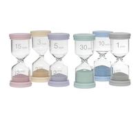 TFA Dostmann Juego de relojes de arena de colores 18.6012.30 con 6 colores (1, 3, 5, 10, 15 o 30 minutos), temporizador para cepillarse los dientes, tareas, escuela, deportes, oficina, cocina, cristal