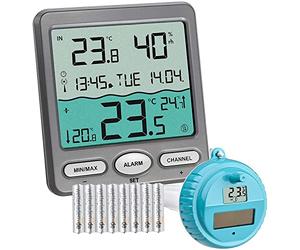 TFA Dostmann Pool Termómetro Venice 30.3056.10, para el Control de Temperatura del Agua en Piscina, Estanque o Whirlpool, Gris con baterías