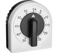 TFA Dostmann Reloj analógico de cocina, 38.1041, ajustable hasta 60 minutos, mecánico, sin pilas, negro y blanco