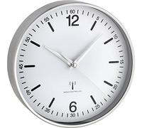 TFA Dostmann Reloj analógico de Pared inalámbrico 60.3503 con Marco de Aluminio, con Tapa de Cristal, Blanco, 195 x 45 x 195 mm