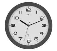 TFA Dostmann Reloj de Pared analógico con Radio, Moderno, sin tictac, silencioso, 32 cm de diámetro, para Colgar, Funciona con Pilas, Color Antracita