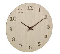 TFA Dostmann Reloj de Pared analógico de Madera 60.3072.01 con números y manecillas 3D de Madera, Reloj para Cocina, Sala de Estar, Oficina, Objeto Decorativo, Funciona con Pilas, 30 cm de diámetro,